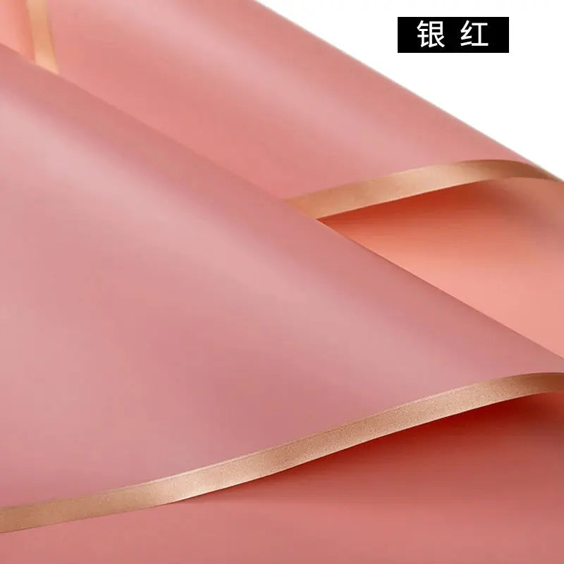 Design Golden Edge Wholesale Plastic Waterproof Frame Gift for Packaging Floral Custom Bouquet Flowers Wrapping Paper Avivanastore