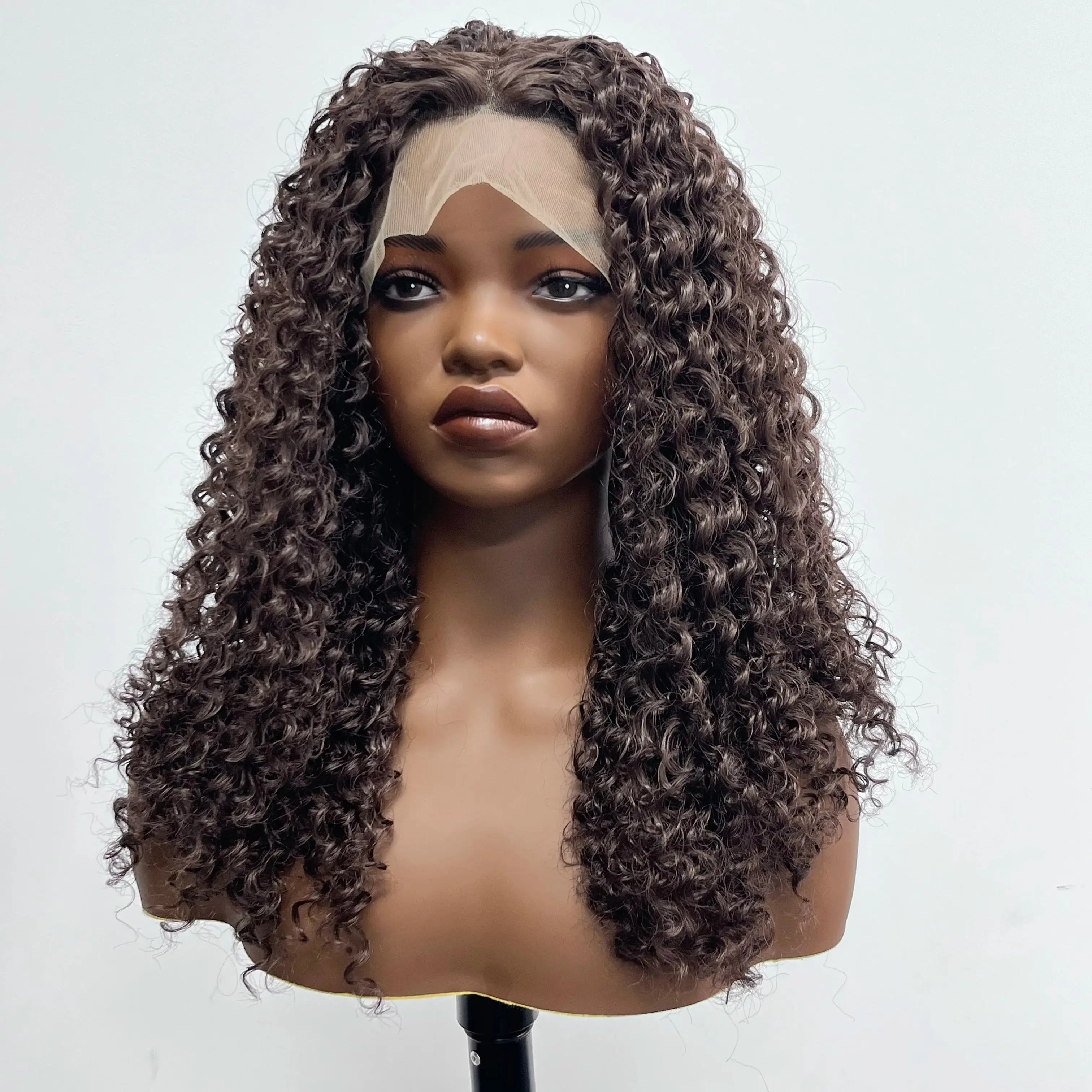 Wholesale 13x4 HD Transparent Lace Frontal Wig Deep Water Wave Synthetic Wigs for Black Women Heat Resistant Brazilian Style