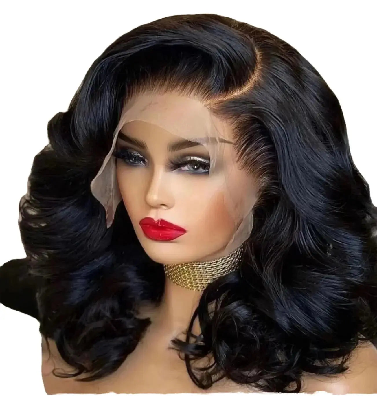 High Quality Lace Front Wig for Women Fashionable Transparent Silk Base Heat Resistant Loose Deep Wave Curly Afro Black