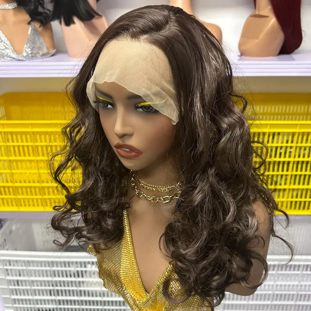 16 Inch Bouncy Wave Synthetic Hair Wig #350 #613 #1B/27  #30 Multi Color 13x4 Lace Frontal Curly Wig for European African Women