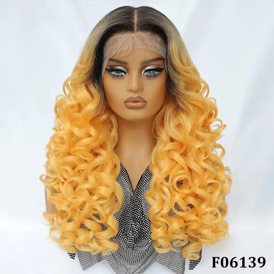Latisha 13X6 Frontal New Arrival Natural Premium Curly Wave Heat Resistant French Curl Synthetic Blend Hair Full Lace Front Wigs