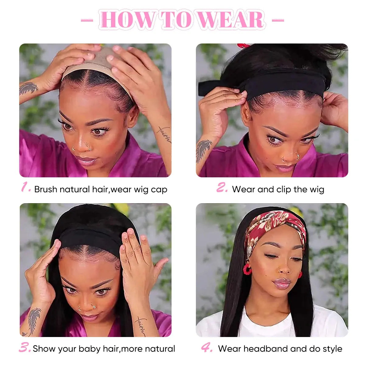 SARLA Wholesale YaKi Straight Headband Wigs for Black Woman Glueless Headband Wig Synthetic Wig Heat Resistant for Women Hair