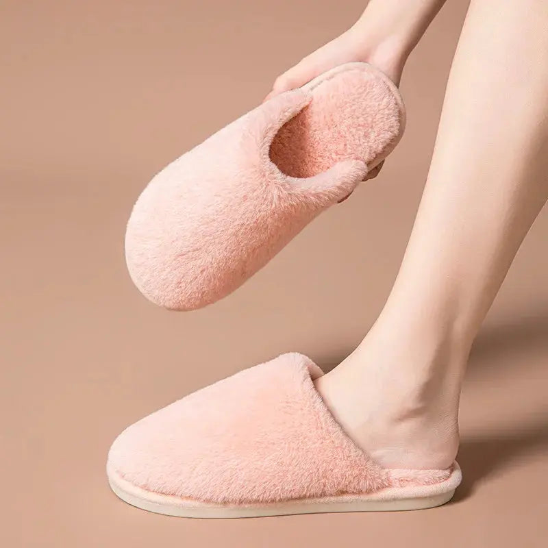 Fashion 2025 Autumn Winter Solid Color Cotton Slipper Indoor Casual Shoes Soft Thermal Plush Ladies Slides Slippers for Women