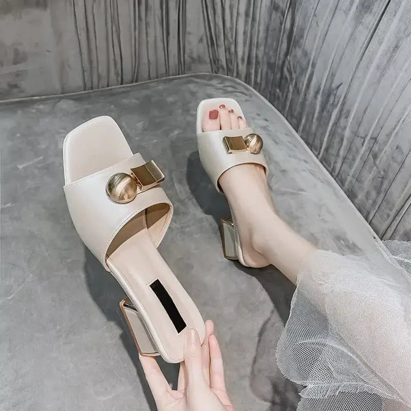2026 Luxury Peep Toe Heel Ladies Shoes and Sandals Summer Party Wedges Chunky Heels High Quality Women's Shoes Women Heels