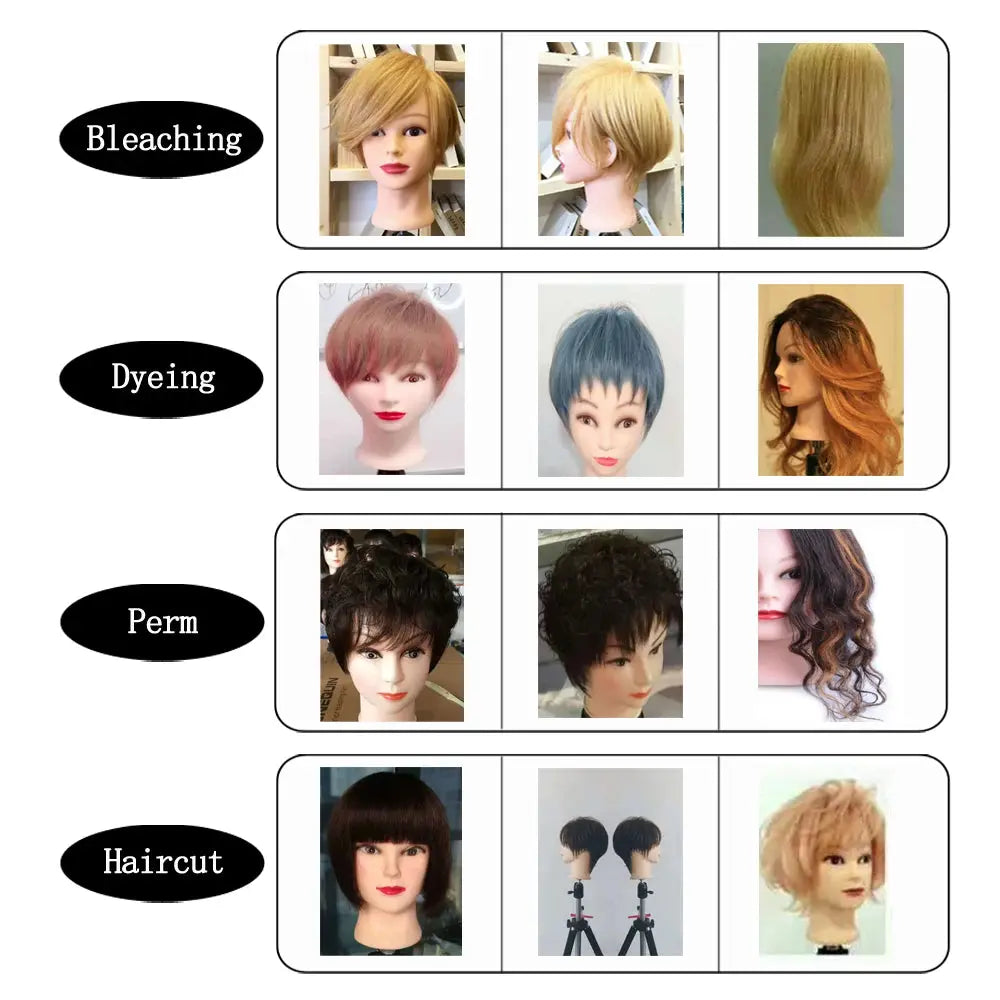 Human Hair Mannequin Head Natural Black Color Practice Training Model For Hairdresser Professional Can Be Ironed and Dyed