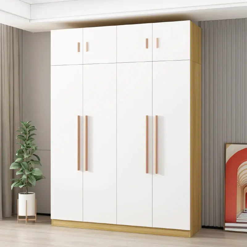 Factory Direct Sales Width 160cm Rustic Oak Veneer Closet Wooden Closet Storage Cabinet Drawers Clothes Rod Large Closet