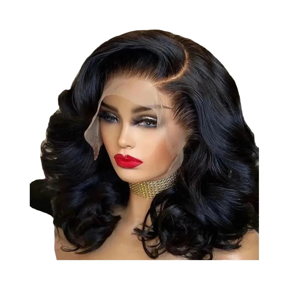 High Quality Lace Front Wig for Women Fashionable Transparent Silk Base Heat Resistant Loose Deep Wave Curly Afro Black