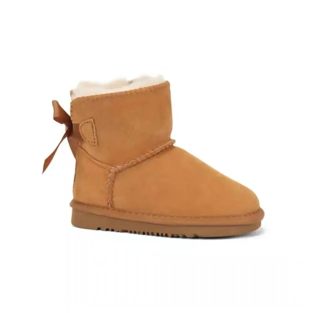 Winter Wool 2026 Snow Boots Women's Fur Upper EVA Midsole Cotton Lining Breathable Warm Round Toe Low-barrel Shoes Bow Thickened