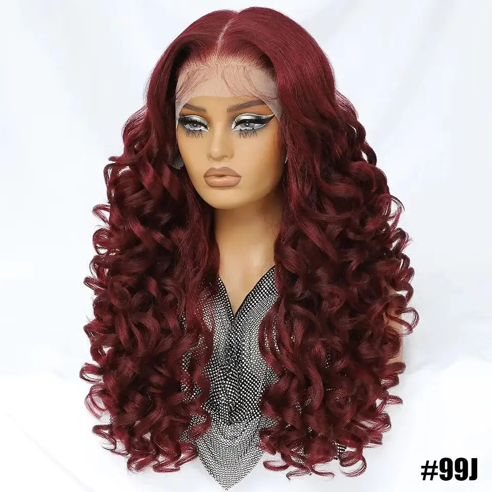 Latisha 13X6 Frontal New Arrival Natural Premium Curly Wave Heat Resistant French Curl Synthetic Blend Hair Full Lace Front Wigs