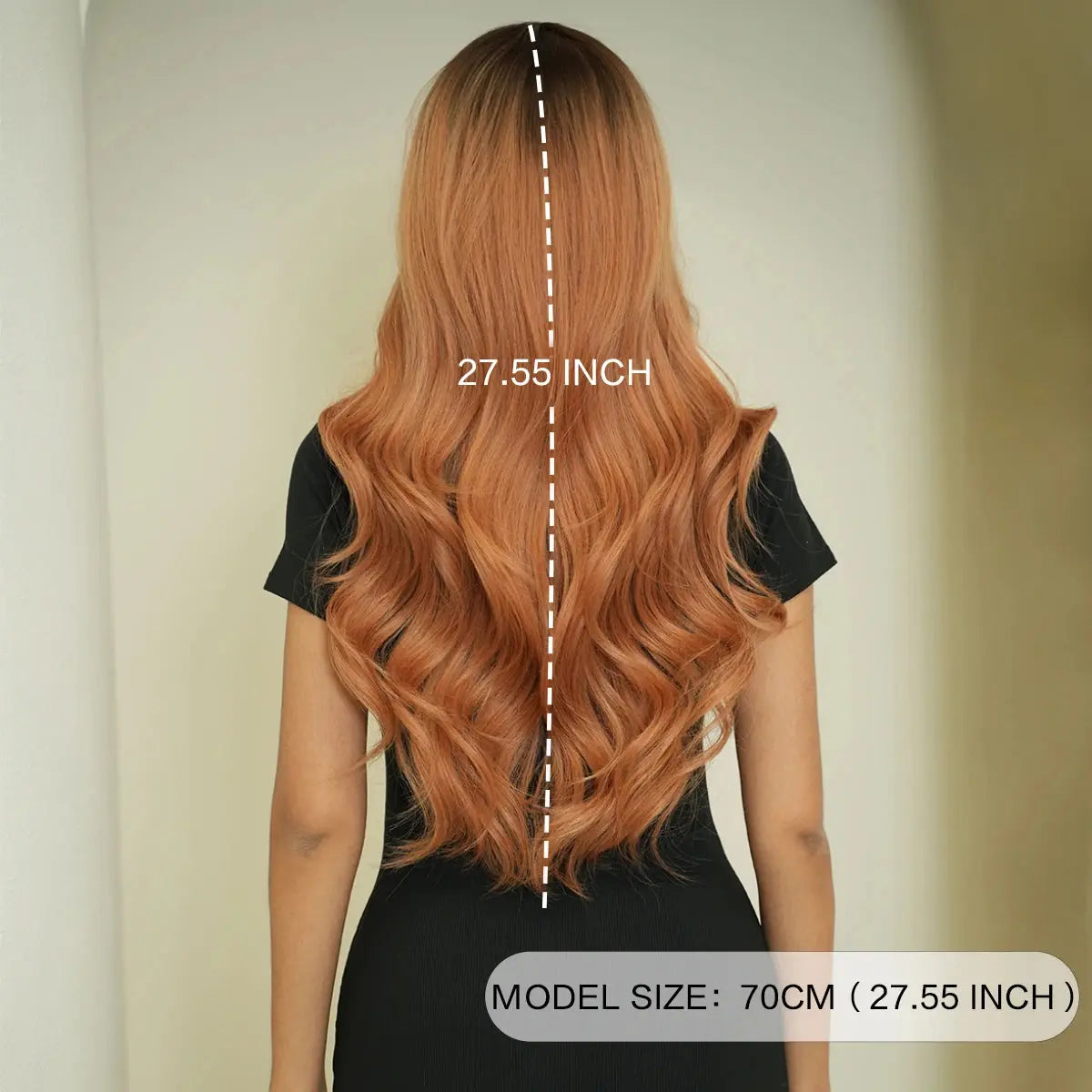 Ombre Strawberry Blond Long French Curl Wigs for Women Middle Part Body Wave Wig Natural Heat Resistant Synthetic Curly Peluca