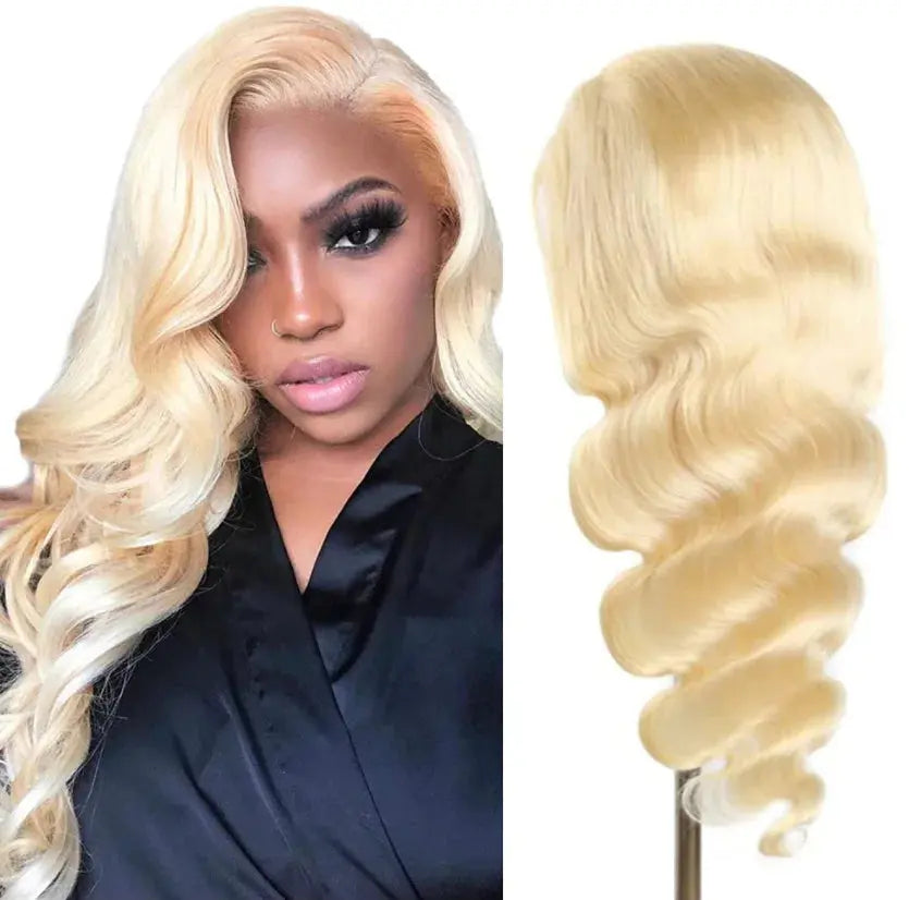 For Ombre Blonde Long Wavy Heat-Resistant Lace Front Synthetic Hair Wig Made with High-Temperature Fiber