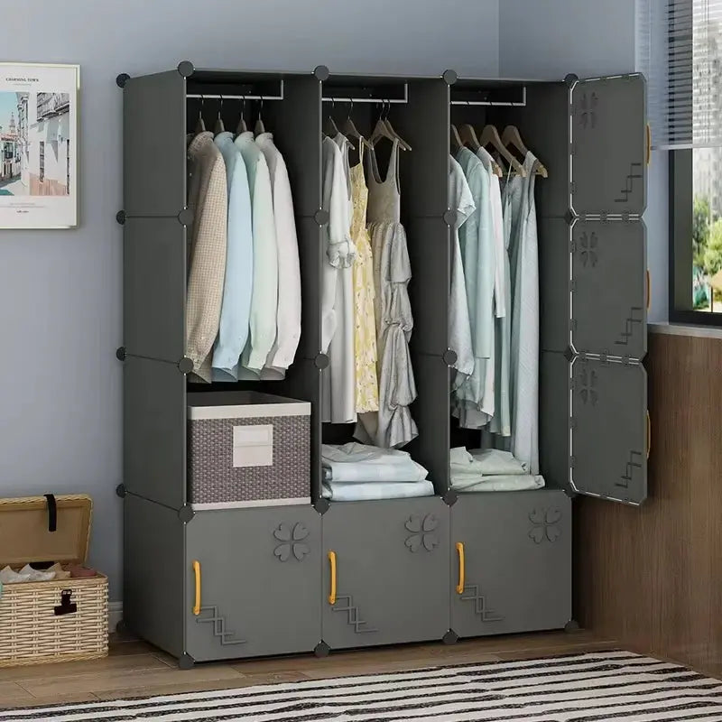 Hot Selling Modern Bedroom 12-Cube Plastic Wardrobe Wholesale Foldable Design for Clothes for Workshop Use