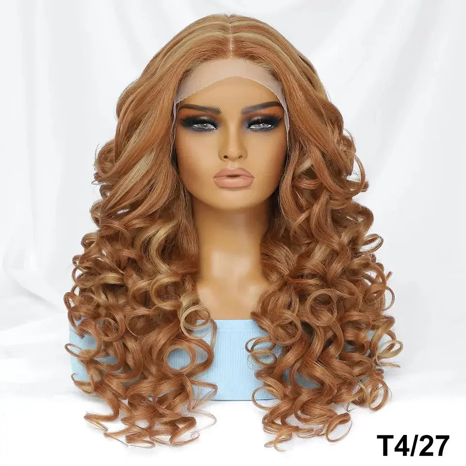 Latisha 13X6 Frontal New Arrival Natural Premium Curly Wave Heat Resistant French Curl Synthetic Blend Hair Full Lace Front Wigs