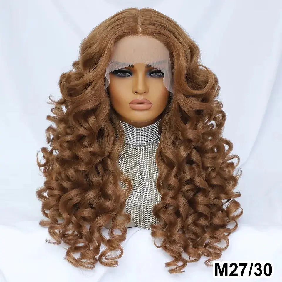 Latisha 13X6 Frontal New Arrival Natural Premium Curly Wave Heat Resistant French Curl Synthetic Blend Hair Full Lace Front Wigs