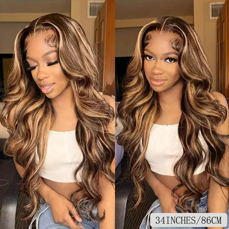 For Ombre Blonde Long Wavy Heat-Resistant Lace Front Synthetic Hair Wig Made with High-Temperature Fiber
