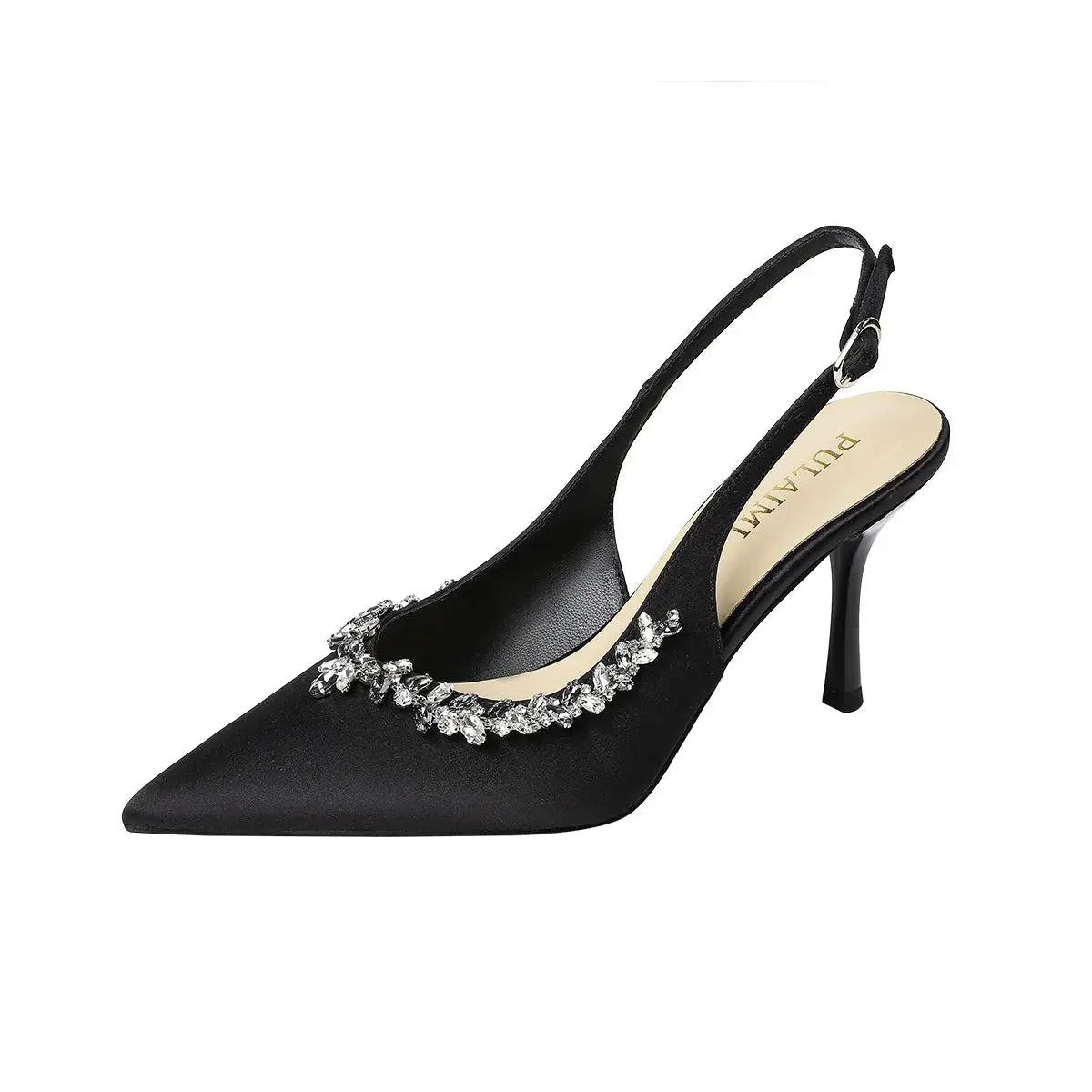 Sexy High Heels Thin Heels Shallow Mouth Pointed Pearl Crown Rhinestone Silk Women's Shoes Single Shoes