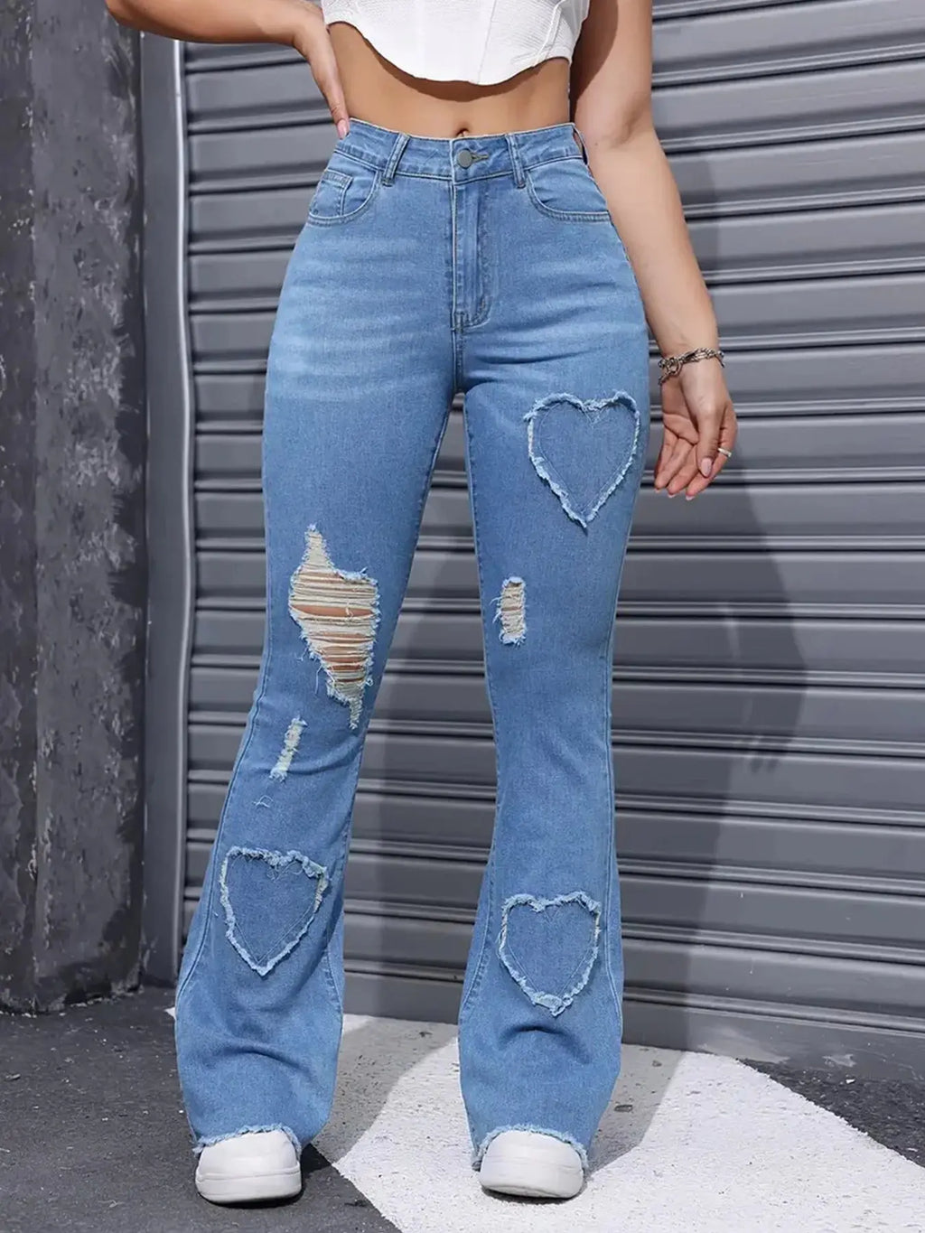 2025 Women's New Distressed Jeans, Embroidered Patch Fabric, High Elasticity, Fashionable and Versatile, Comfortable Denim for Women Avivanastore