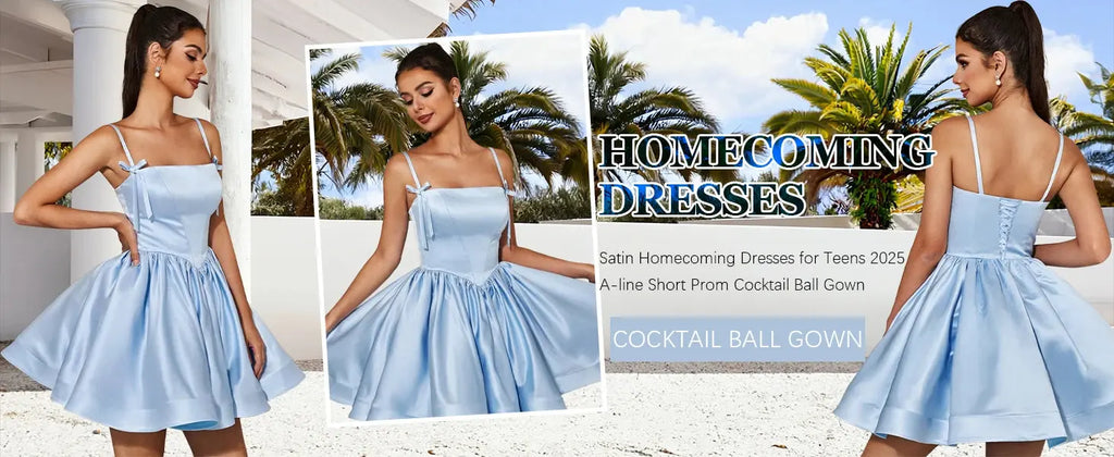 Satin Homecoming Dresses for Teens Spaghetti Straps Square Neck A-line Short Prom Dresses with Pockets Graduation Dress