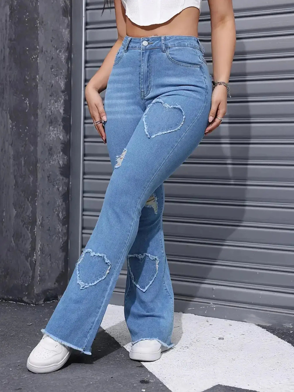 2025 Women's New Distressed Jeans, Embroidered Patch Fabric, High Elasticity, Fashionable and Versatile, Comfortable Denim for Women Avivanastore