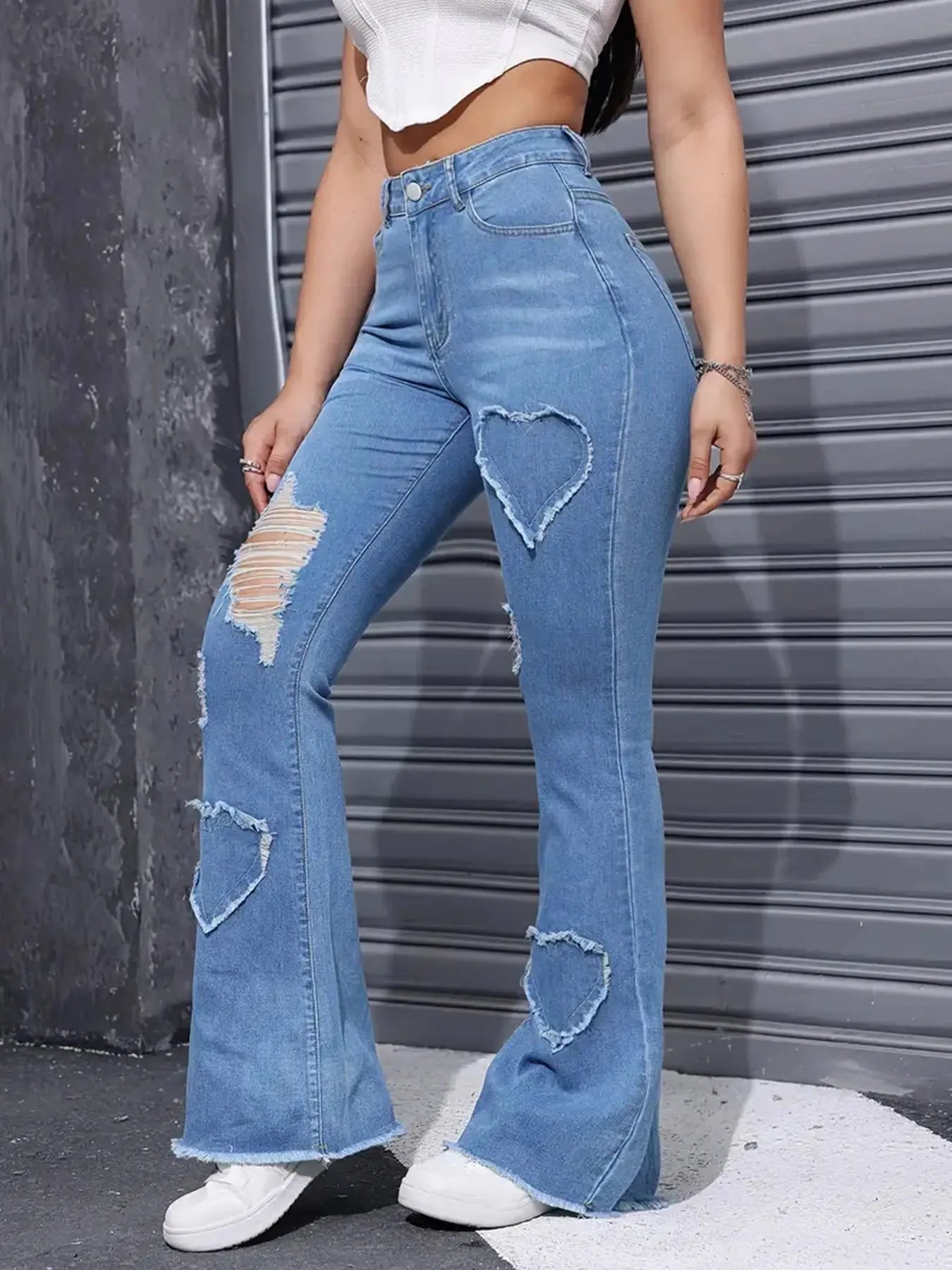 2025 Women's New Distressed Jeans, Embroidered Patch Fabric, High Elasticity, Fashionable and Versatile, Comfortable Denim for Women Avivanastore