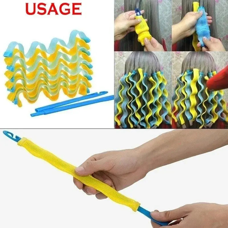 12PC Hair Curlers DIY Hair Salon Curlers Rollers Tool Soft Large Hairdressing Tools Avivanastore