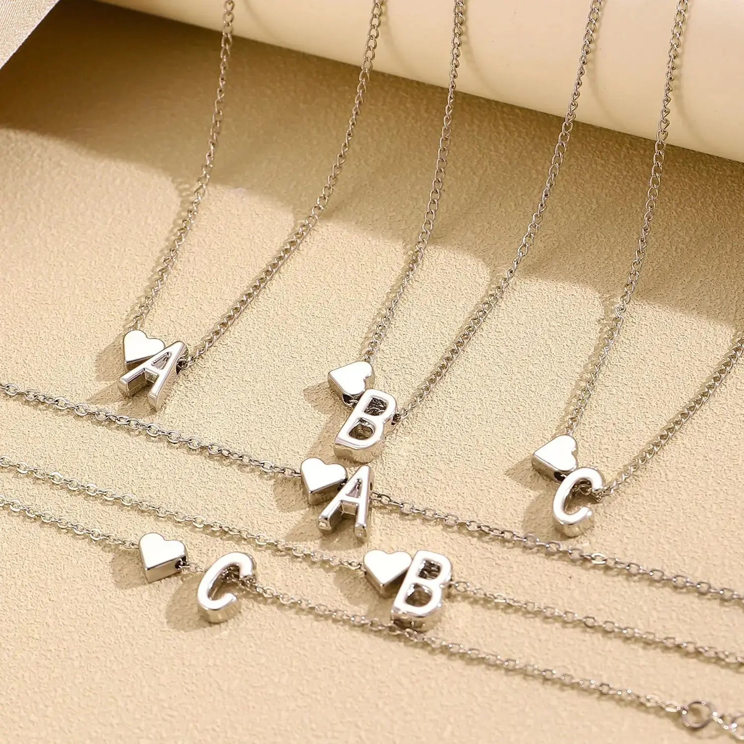 LATS Fashion Tiny Heart Dainty Necklace Gold Silver Color 26 Letter Name Choker For Women Pendant Bracelets Jewelry Gift Avivanastore