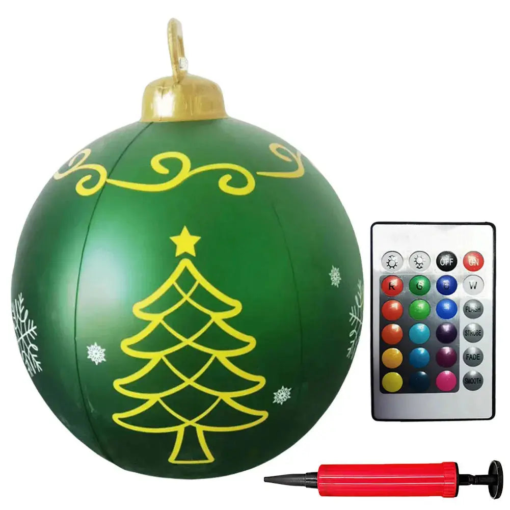 24 Inch Light Up PVC Inflatable Christmas Ball Outdoor Christmas Decorations with Light Christmas Decorations Ball Holiday Decor Avivanastore
