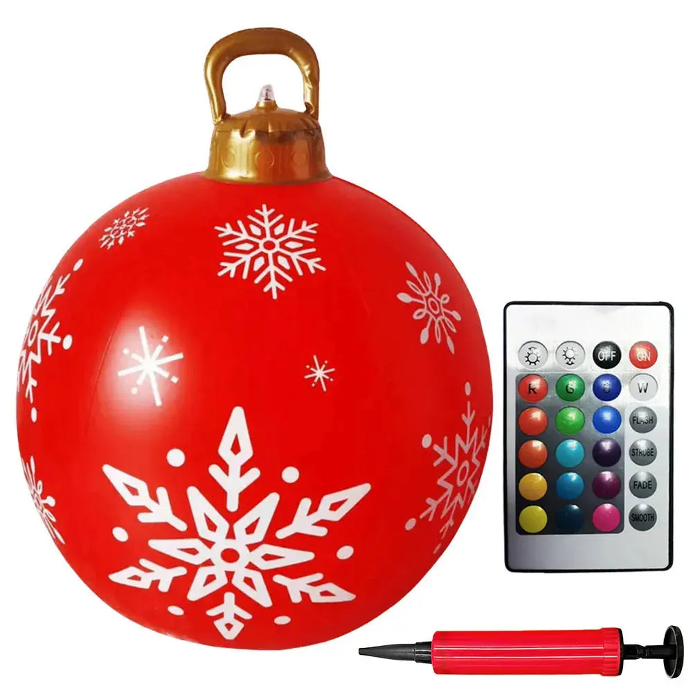 24 Inch Light Up PVC Inflatable Christmas Ball Outdoor Christmas Decorations with Light Christmas Decorations Ball Holiday Decor Avivanastore