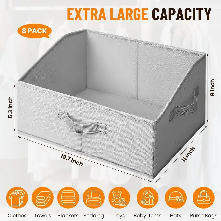 Extra Large Closet Organizers Bins 8 Pack Blanket Basket for Organizing Home Clothes Storage Bins for Jeans Toy Organizers for Avivanastore