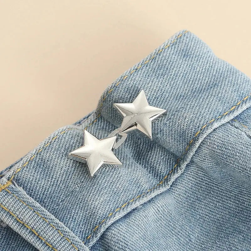 Tightener Adjustable Waist Buckle For Jeans No Sewing Required Star Button Adjuster For Pants And Skirts Waist Avivanastore