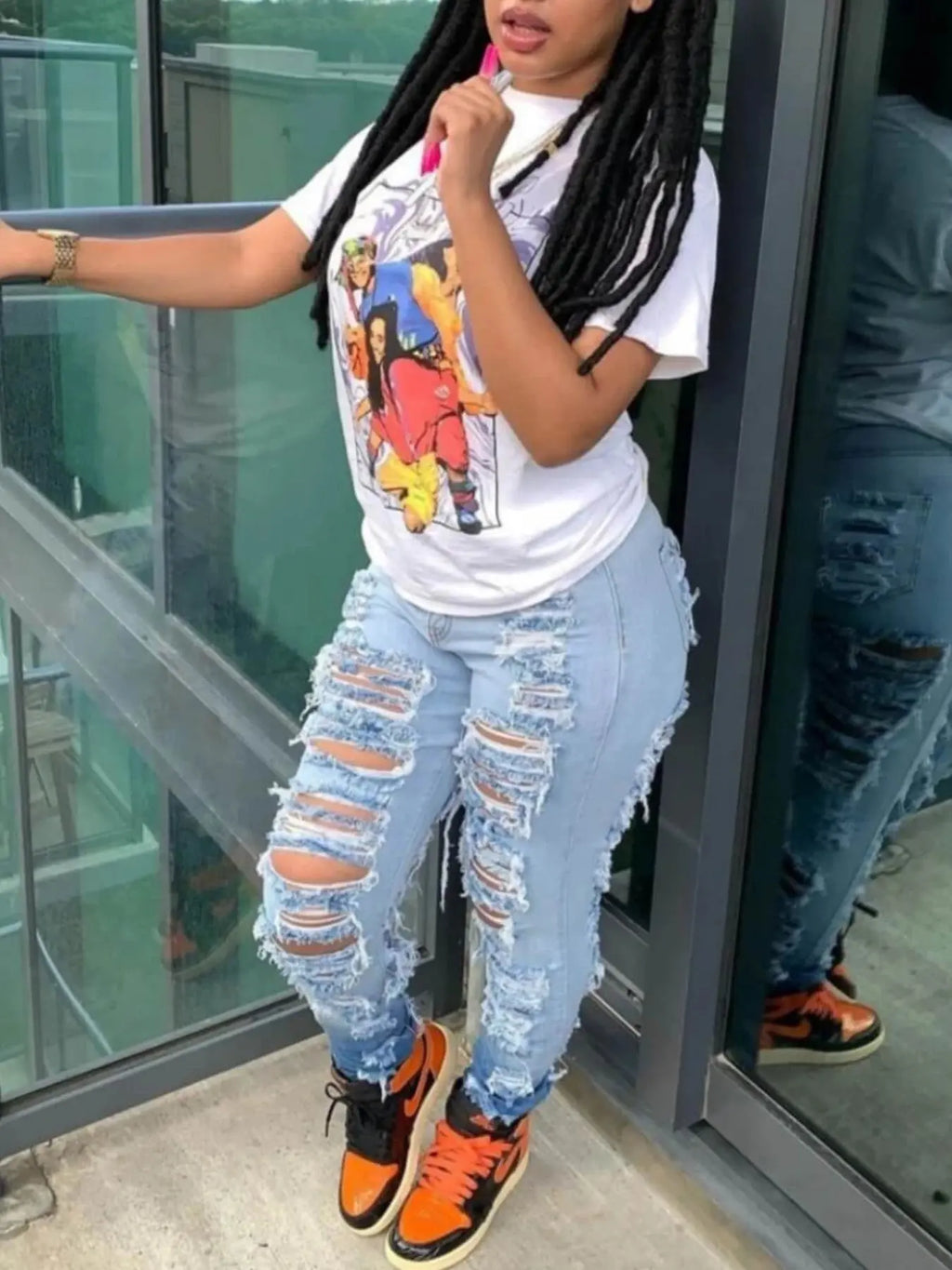 Women's High-Waisted Elastic Ripped Washed Slim Fit Jeans, Street Style, Slanted Pockets, High-Quality Fabric, Suitable for Everyday Wear Avivanastore