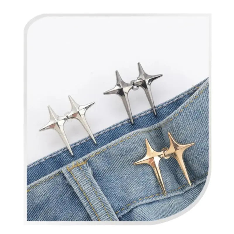 Trendy Cross Star Waist Buckle Adjustable Detachable Pants Clips Waist Tightener Nail-free Metal Button Snaps For Jeans Decor Avivanastore