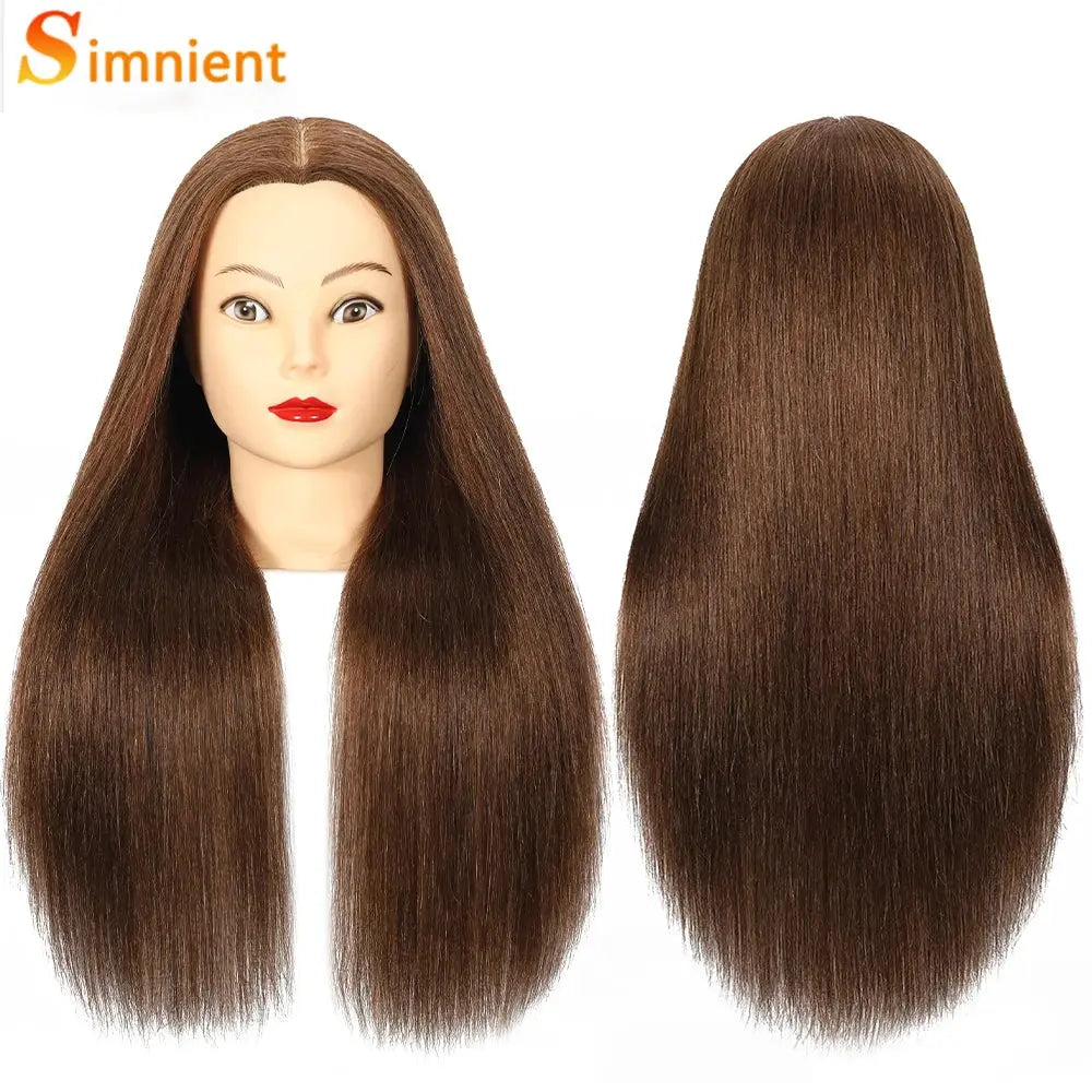 Long 100% Real Human Hair Mannequin Head For Hairdresser Dummy Doll Head For Practice Hairstyles Can Be Dye Bleach Perm Etc