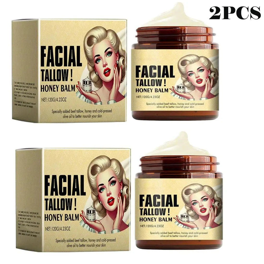 120g Whipped Beef Tallow And Honey Balm Moisturizing Beef Tallow Face Cream Body Lotion Grass Fed Grass Finished Face Cream Care Avivanastore