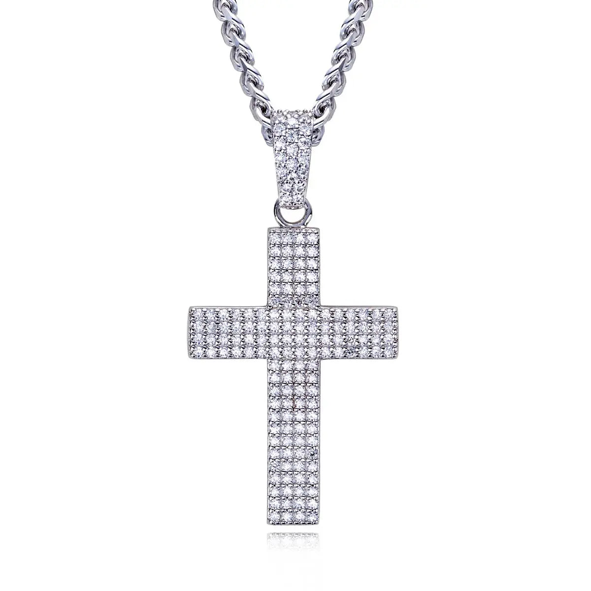 AnuJewel Dazzling 0.832cttw D Color Moissanite Cross Pendant Layered Hip Hop Necklace 925 Sterling Silver New Age Dope Jewelry
