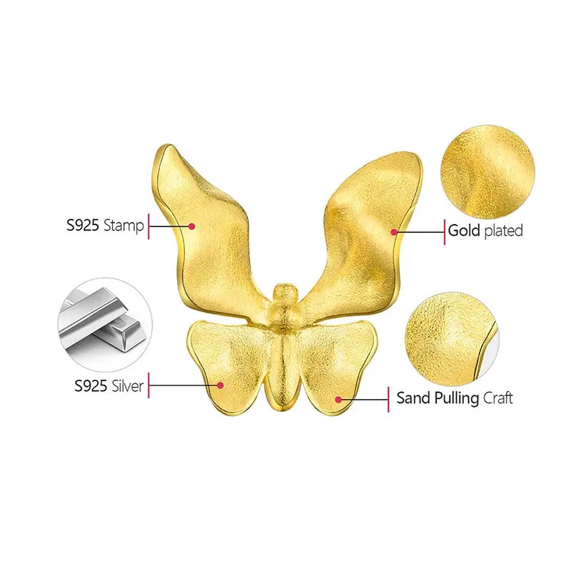 Lotus Fun Original 18K Gold Cute Small Butterfly Stud Earrings for Women Genuine Sterling Silver 925 Fine Jewelry Girls Gifts