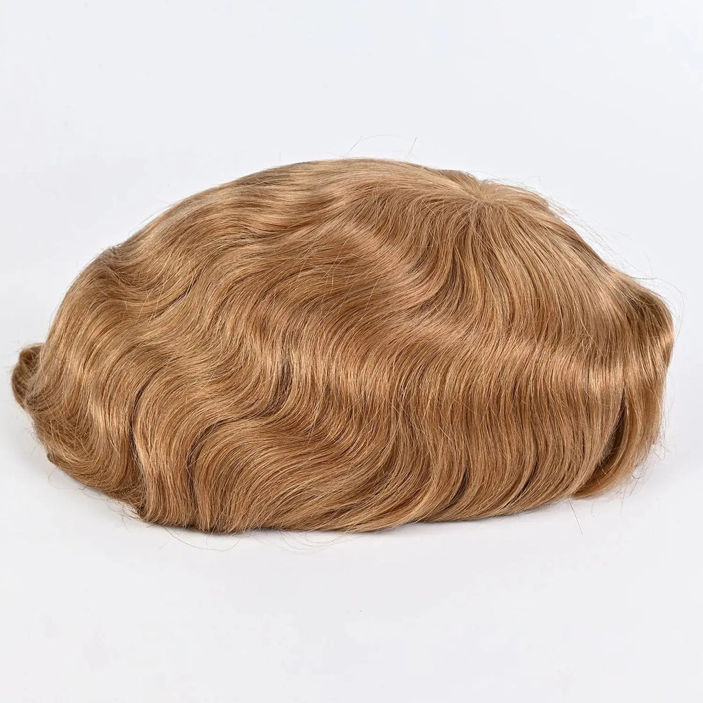 Human Hair Toupee for Men Blonde Hair System 8x10" Full Lace Hair Units Light Brown Real Human Hair Replacement System