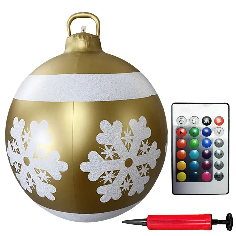 24 Inch Light Up PVC Inflatable Christmas Ball Outdoor Christmas Decorations with Light Christmas Decorations Ball Holiday Decor Avivanastore