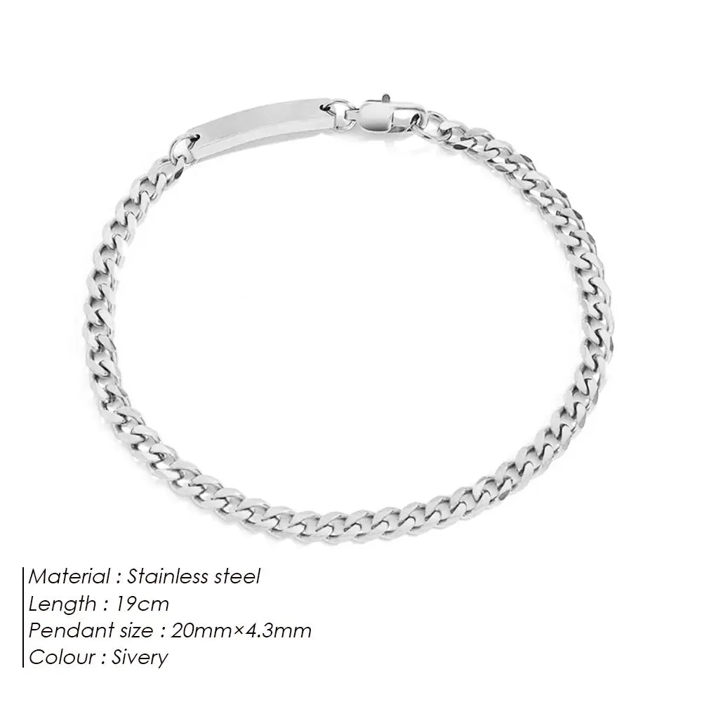 eManco Stainless Steel Cuban Chain Bracelet Gold-Plated Geometric Bangle  Fashion Jewelry Ladies Holiday Gift