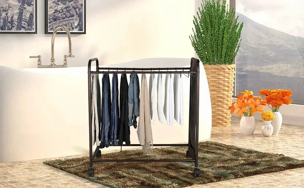 Adjustable Rolling Pants Rack with 20 Hangers-Multi-Use Closet Organizer for Jeans/Skirts, Rust-Resistant Bronze Storage System Avivanastore