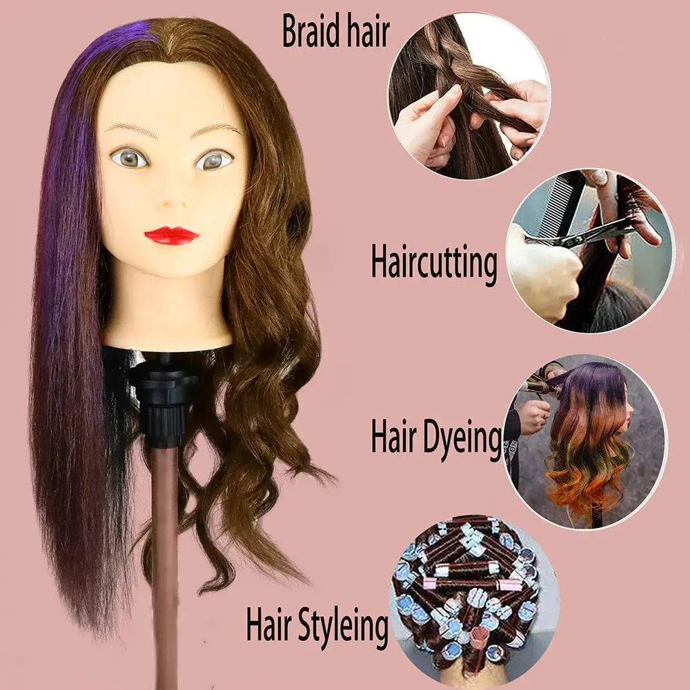 Long 100% Real Human Hair Mannequin Head For Hairdresser Dummy Doll Head For Practice Hairstyles Can Be Dye Bleach Perm Etc
