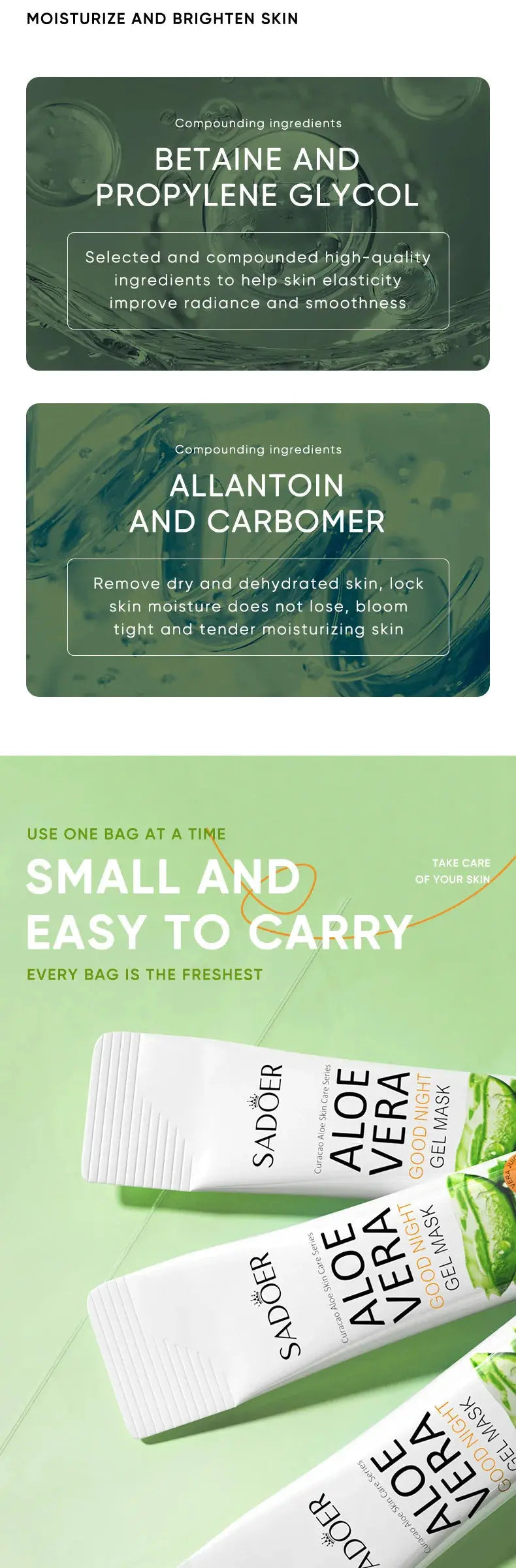 20pcs Aloe Vera Gel Portable Facial Mask Soothing And Repairing After Moisturizing Hydrating Shrink Pores Sleep Mask Skin Care Avivanastore