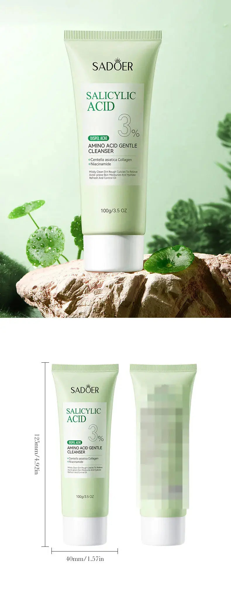 SADOER Salicylic Acid Facial Cleanser Face Wash Foam Face Cleanser Moisturizing Facial Cleansing Hydrating Skin Care Products Avivanastore