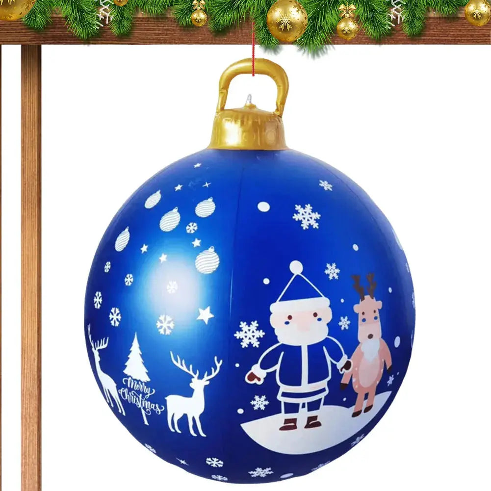 24 Inch Light Up PVC Inflatable Christmas Ball Outdoor Christmas Decorations with Light Christmas Decorations Ball Holiday Decor Avivanastore