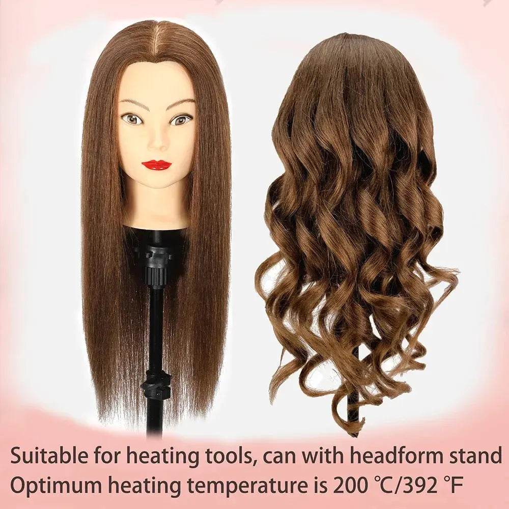 Long 100% Real Human Hair Mannequin Head For Hairdresser Dummy Doll Head For Practice Hairstyles Can Be Dye Bleach Perm Etc