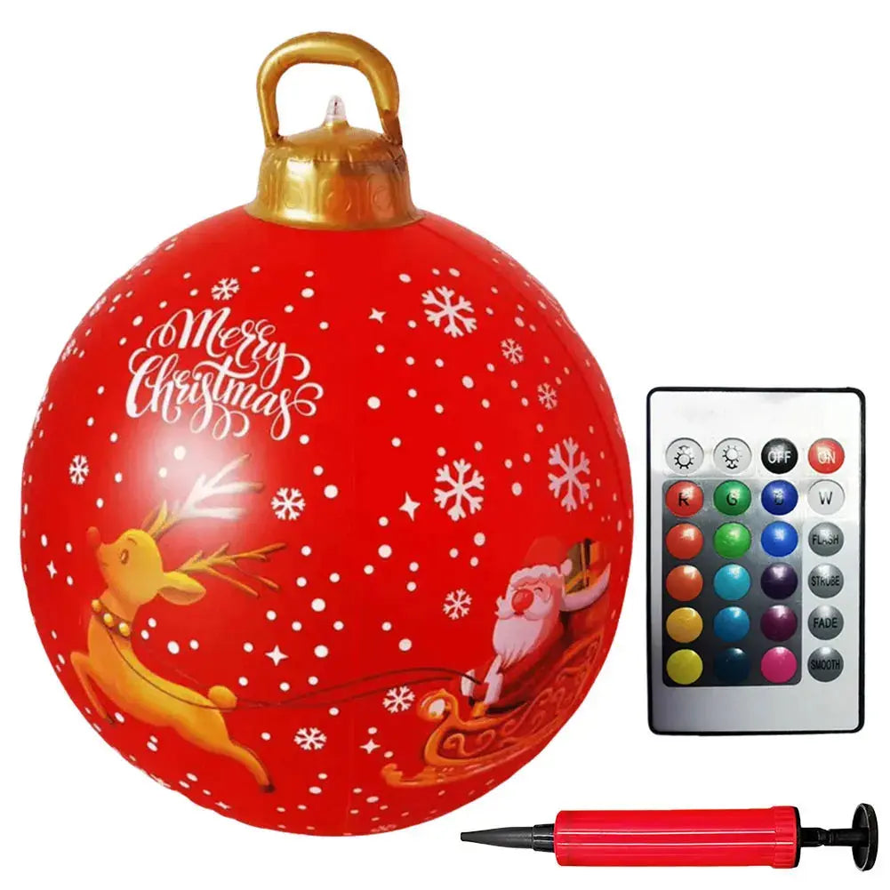 24 Inch Light Up PVC Inflatable Christmas Ball Outdoor Christmas Decorations with Light Christmas Decorations Ball Holiday Decor Avivanastore