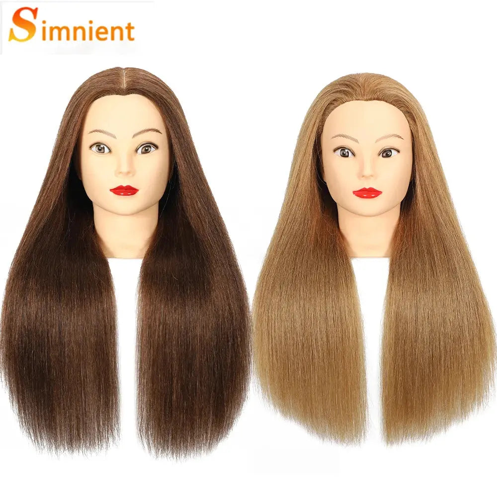 Long 100% Real Human Hair Mannequin Head For Hairdresser Dummy Doll Head For Practice Hairstyles Can Be Dye Bleach Perm Etc
