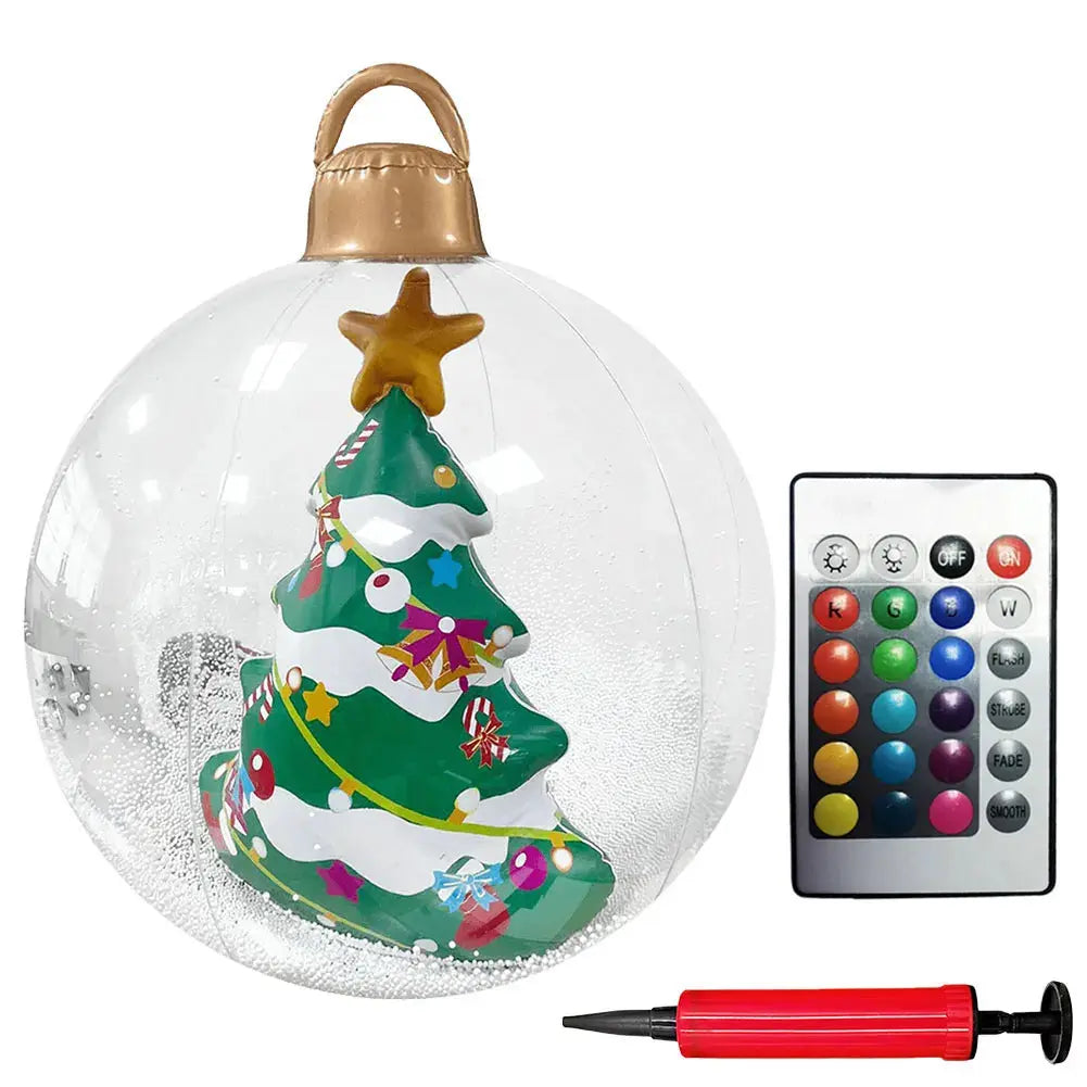 24 Inch Light Up PVC Inflatable Christmas Ball Outdoor Christmas Decorations with Light Christmas Decorations Ball Holiday Decor Avivanastore