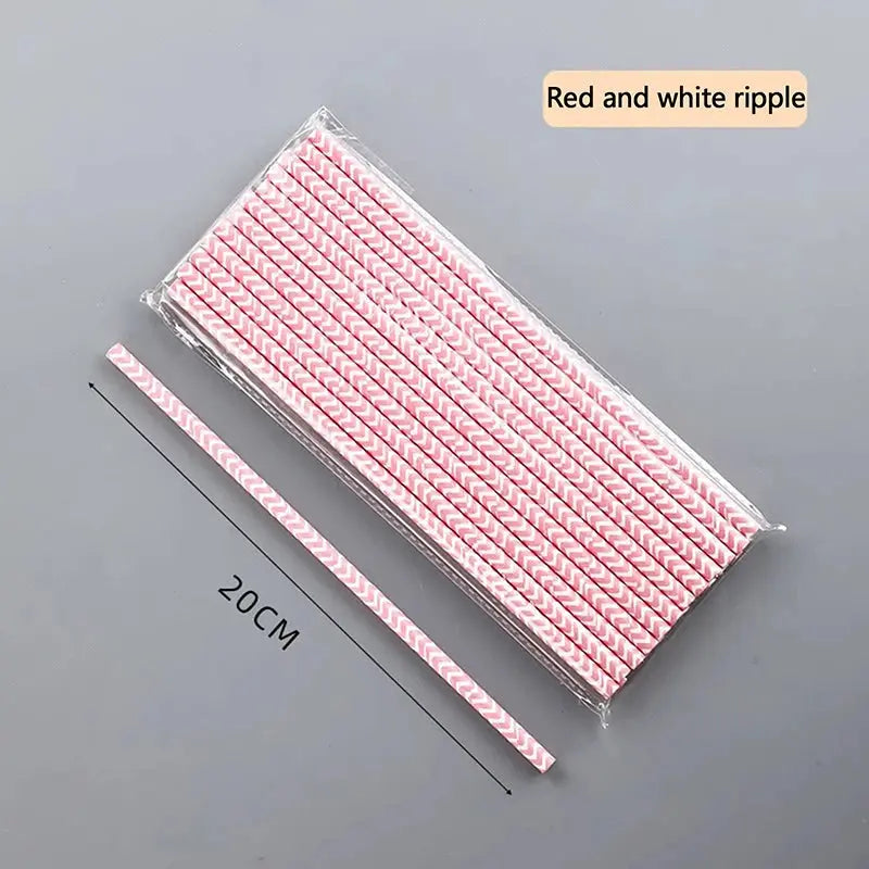 25PCS Party Straws For Juice Cocktails Smoothies Birthday Wedding Christmas Decorations Biodegradable Pink Paper Straws Avivanastore
