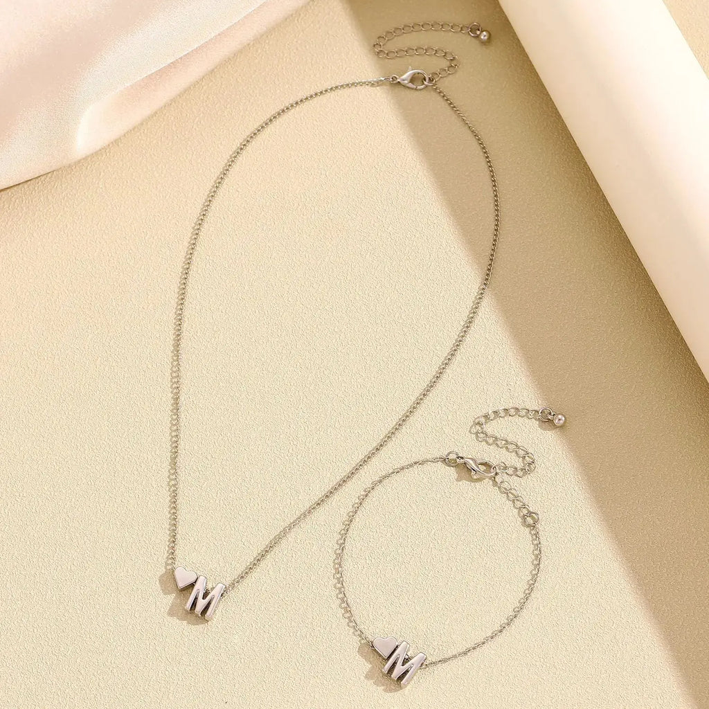 LATS Fashion Tiny Heart Dainty Necklace Gold Silver Color 26 Letter Name Choker For Women Pendant Bracelets Jewelry Gift Avivanastore